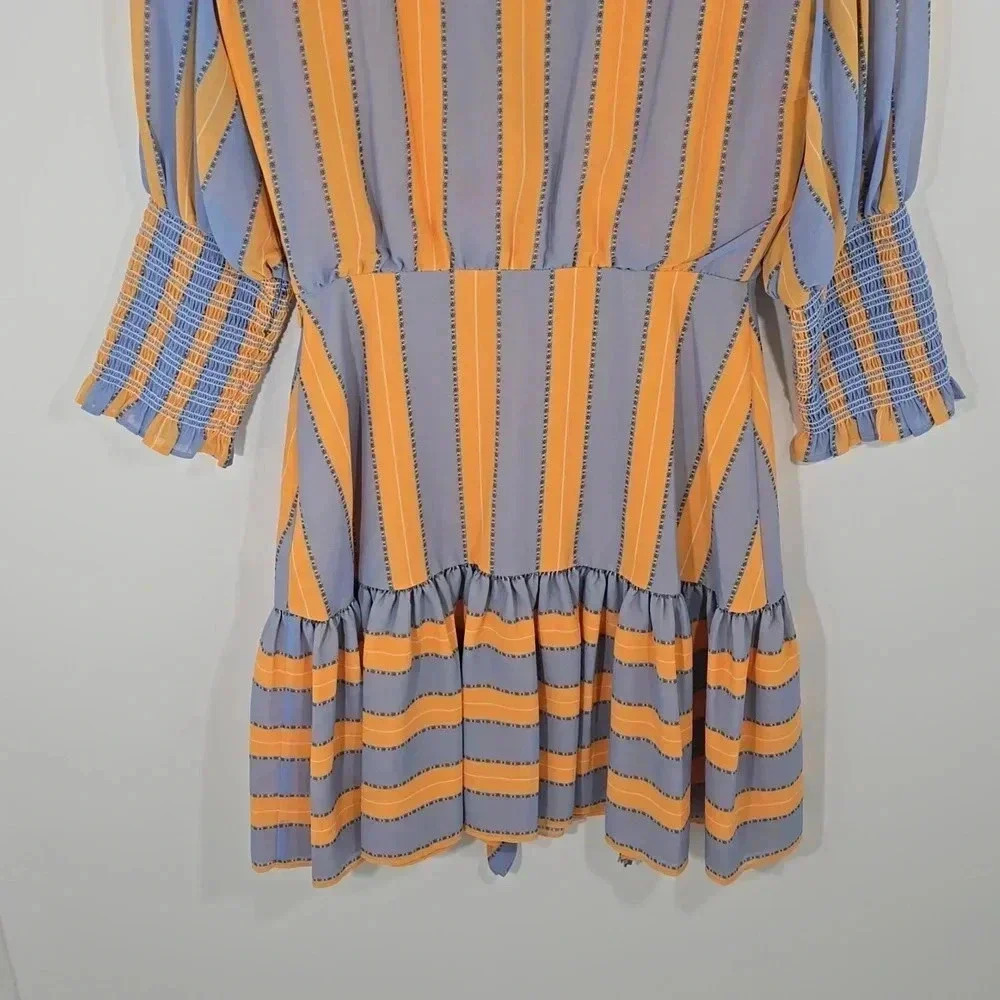 {Sachin & Babi} Deanna Lace-up V-Neck 3/4 Sleeve Ruffle Dress - Size 2 - Picture 7 of 17